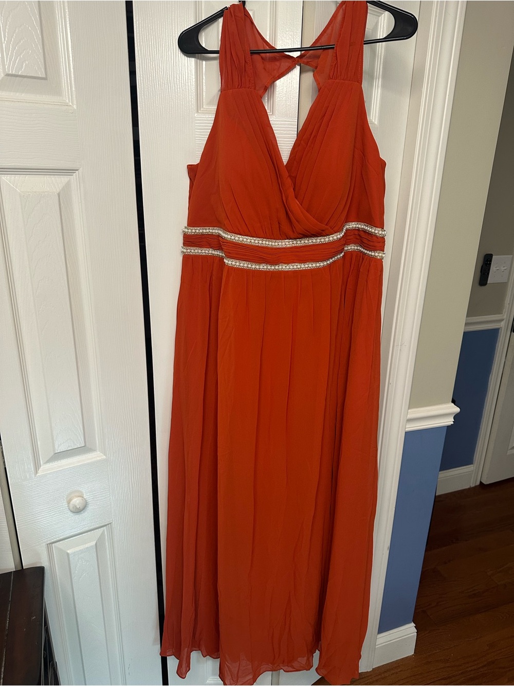 Ever Pretty Orange Sleeveless Maxi Dress with Beaded Waistband